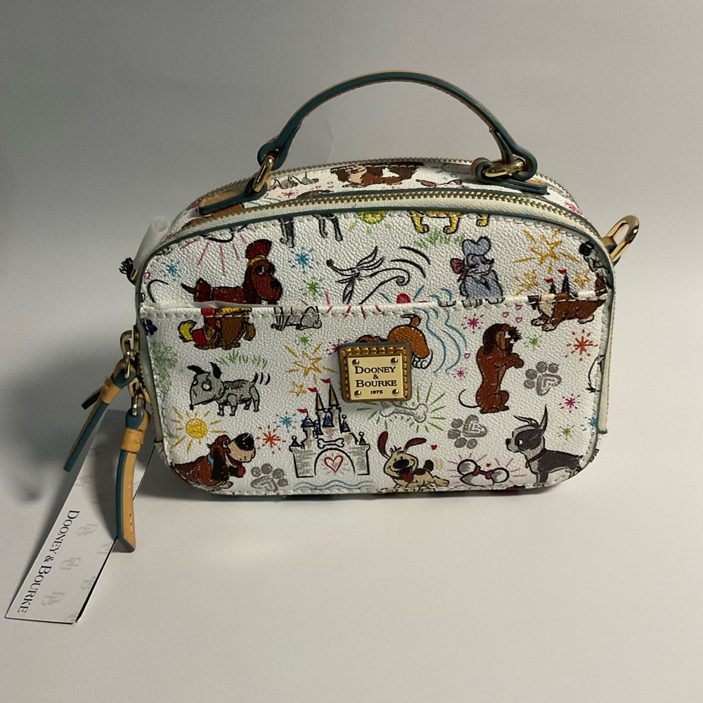 Disney Dooney and Bourke Dogs Paw Prints Sketch Ambler Crossbody Bag